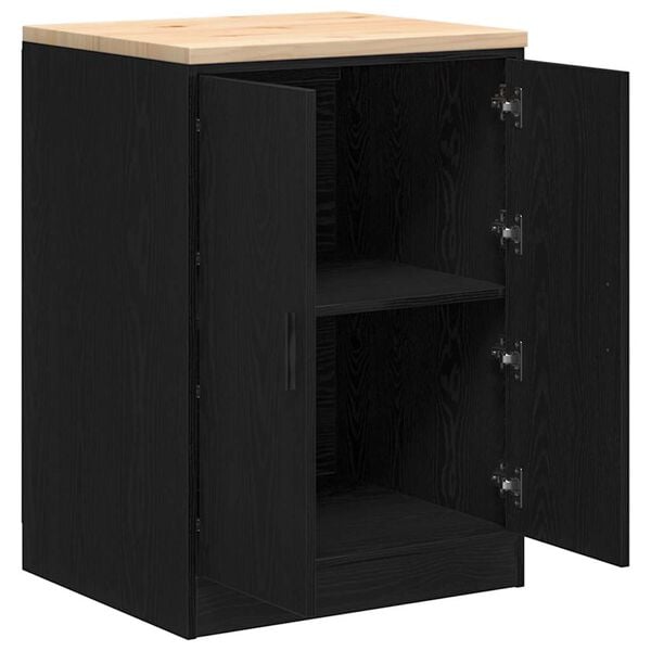 vidaXL ντουλάπι αποθήκευσης γκαράζ μαύρο 60x51x85 εκ μασίφ ξύλο πεύκο
