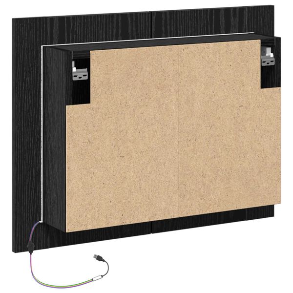 vidaXL LED Καθρέφτης Μπάνιου Ντουλάπας Μαύρο Δρυς 60x12x45 εκ. Από Ξύλο