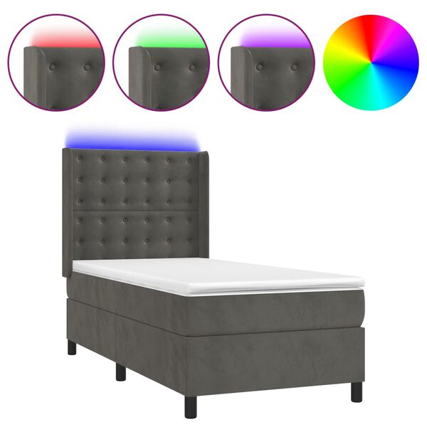 vidaXL &Kappa;&rho;&epsilon;&beta;ά&tau;&iota; Boxspring &mu;&epsilon; &Sigma;&tau;&rho;ώ&mu;&alpha; & LED &Sigma;&kappa;. &Gamma;&kappa;&rho;&iota; 80x200 &epsilon;&kappa;. &Beta;&epsilon;&lambda;&omicron;ύ&delta;&iota;&nu;&omicron;