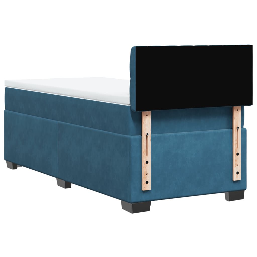 vidaXL Κρεβάτι Boxspring με Στρώμα Σκούρο Μπλε 90x200 εκ. Βελούδινο
