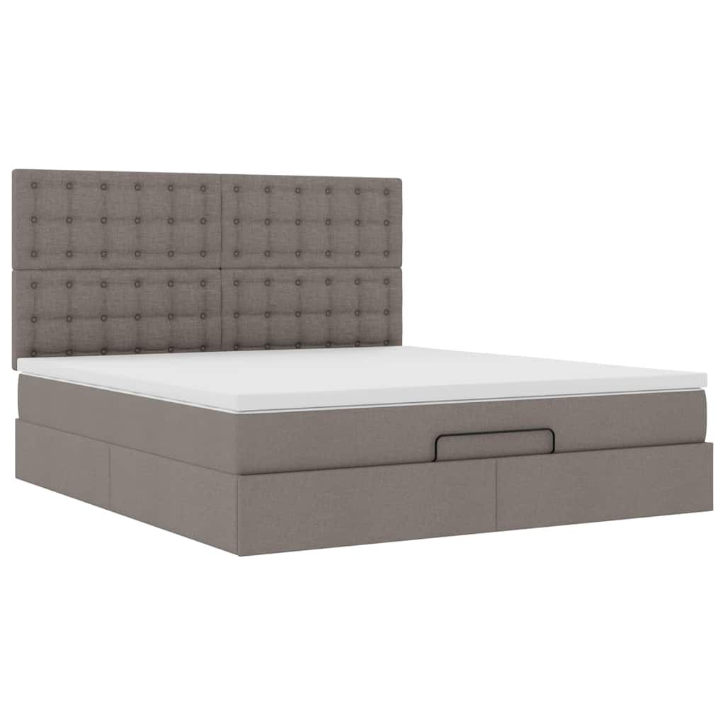 vidaXL Οθωμανικό κρεβάτι με στρώμα & LEDs Taupe 180x200cm ύφασμα