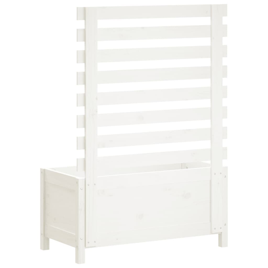 vidaXL Ζαρντινιέρα με Ράφι Λευκή 79 x 39,5 x 114 εκ. Μασίφ Ξύλο Πεύκου