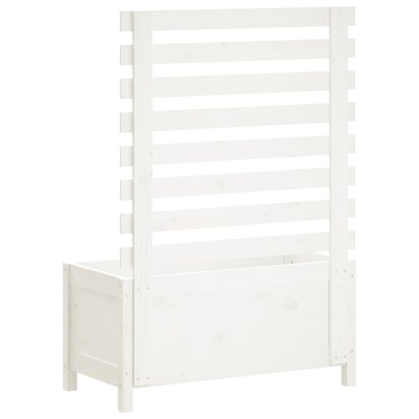 vidaXL Ζαρντινιέρα με Ράφι Λευκή 79 x 39,5 x 114 εκ. Μασίφ Ξύλο Πεύκου