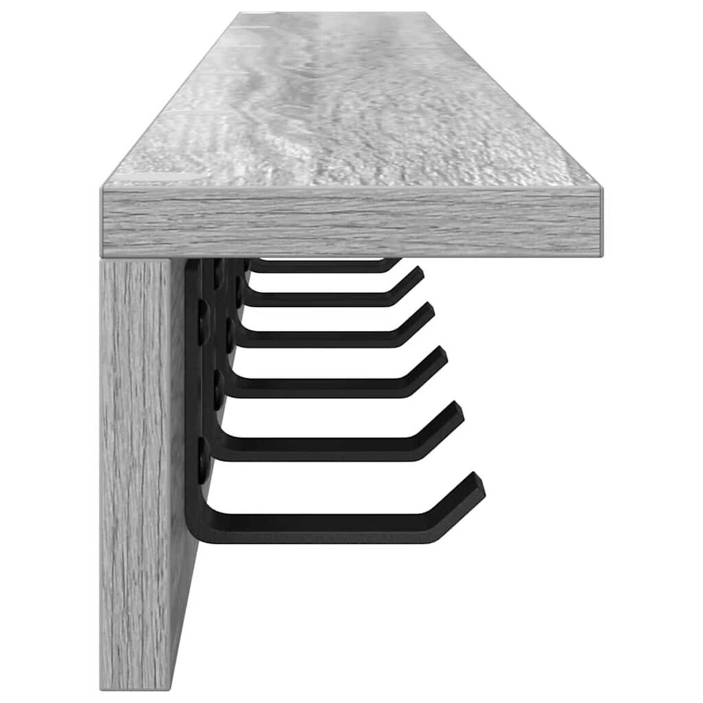 vidaXL Τοίχου Κρεμάστρα με ράφι Γκρι sonoma 100 x 10.5 x 10.5 εκ