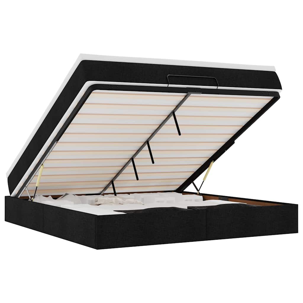 vidaXL Οθωμανικό κρεβάτι με στρώμα Μαύρο 180x200cm Ύφασμα