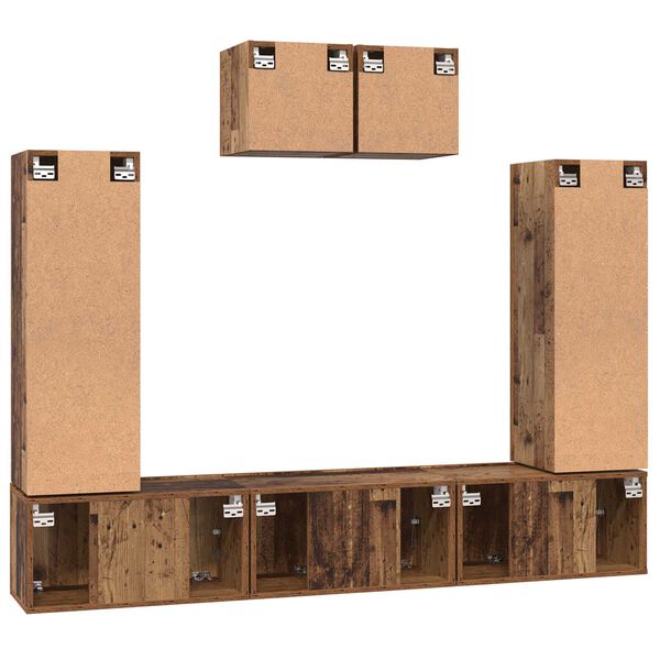 vidaXL Σετ επίπλου τηλεόρασης 7 pcs Παλιό ξύλο 180 x 30 x 120 εκ.