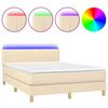 vidaXL &Kappa;&rho;&epsilon;&beta;ά&tau;&iota; Boxspring &mu;&epsilon; &Sigma;&tau;&rho;ώ&mu;&alpha; & LED &Kappa;&rho;&epsilon;&mu; 140x200 &epsilon;&kappa;. &Upsilon;&phi;&alpha;&sigma;&mu;ά&tau;&iota;&nu;&omicron;