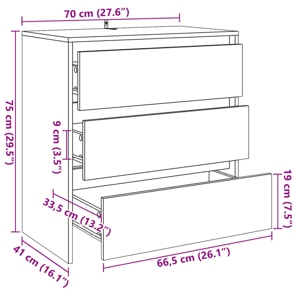 vidaXL Μπουφές Artisan Δρυς 70x41x75 εκ. από Επεξεργασμένο Ξύλο