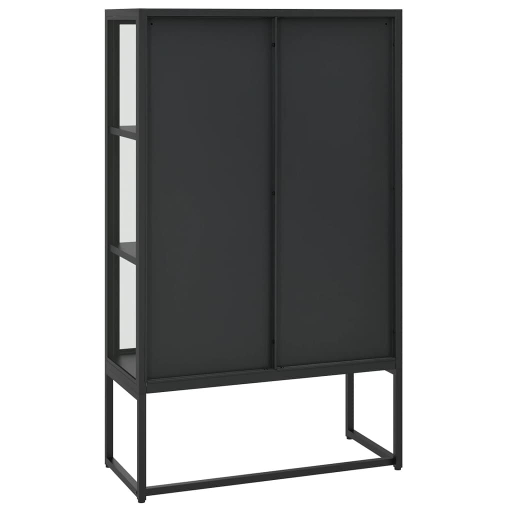 vidaXL Μπουφές Μαύρος 80 x 35 x 135 εκ. από Ατσάλι και Ψημένο Γυαλί