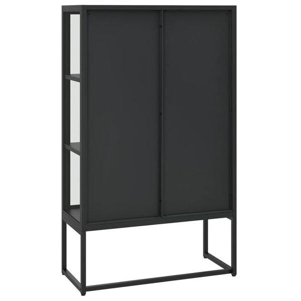 vidaXL Μπουφές Μαύρος 80 x 35 x 135 εκ. από Ατσάλι και Ψημένο Γυαλί