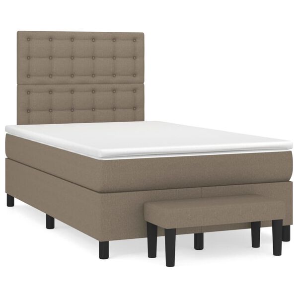 vidaXL Κρεβάτι Boxspring με Στρώμα Taupe 120x200 εκ. Υφασμάτινο