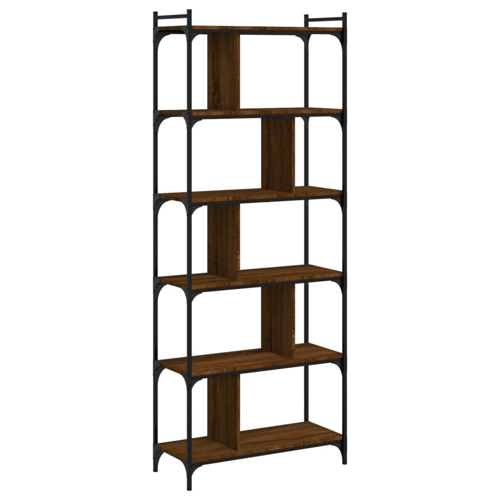 vidaXL Βιβλιοθήκη 6 Επιπέδων Καφέ Δρυς 76 x 32 x 192 εκ. Επεξ. Ξύλο