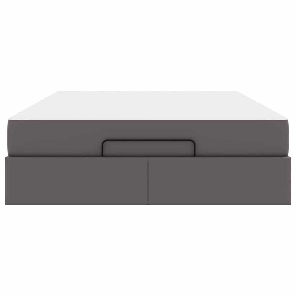 vidaXL Σκελετός κρεβατιού με στρώμα Γκρι 140 x 190 cm Τεχνητό δέρμα