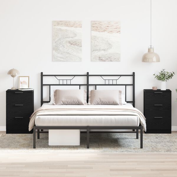 vidaXL Κομοδίνο 2 pcs Μαύρη δρυς 40 x 65 x 65 εκ. Επεξεργασμένο ξύλο