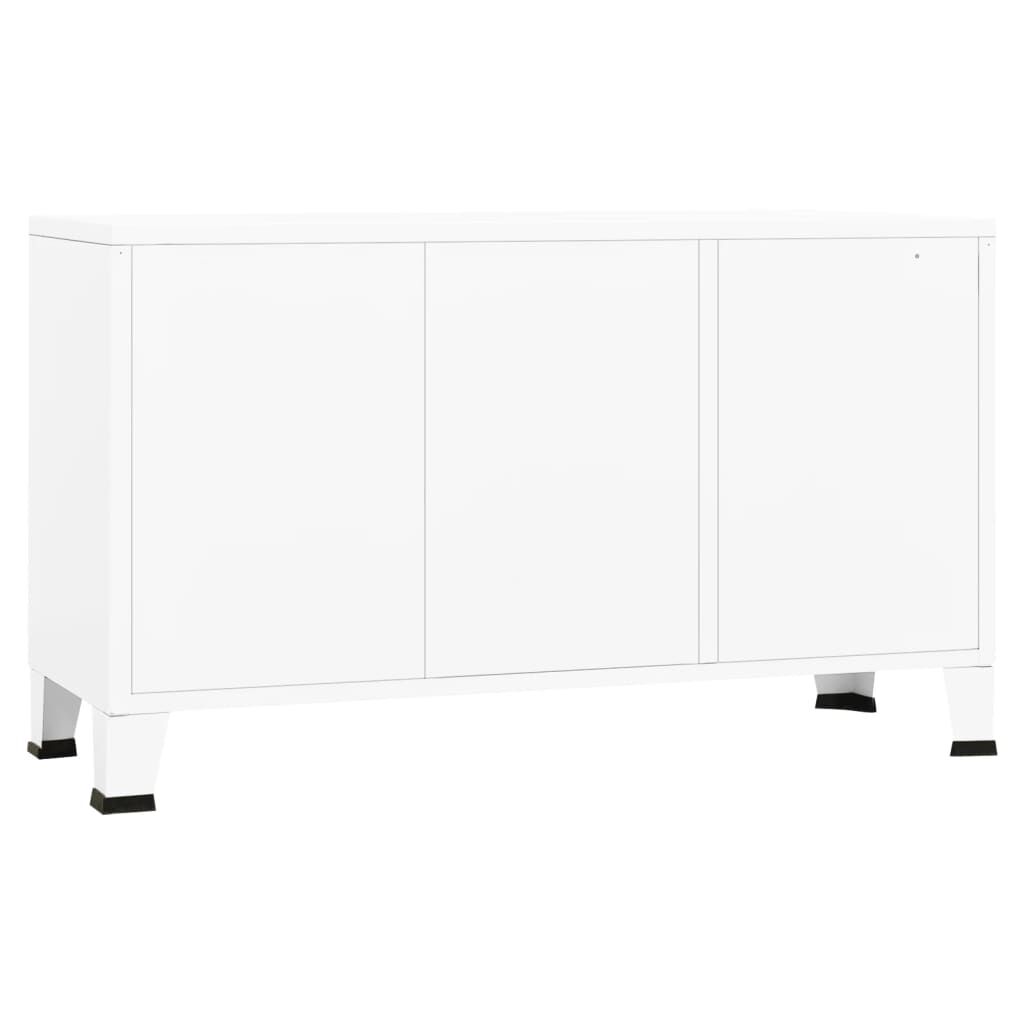 vidaXL Μπουφές Βιομηχανικό Στιλ Λευκός 105x35x62 εκ. Μέταλλο / Γυαλί