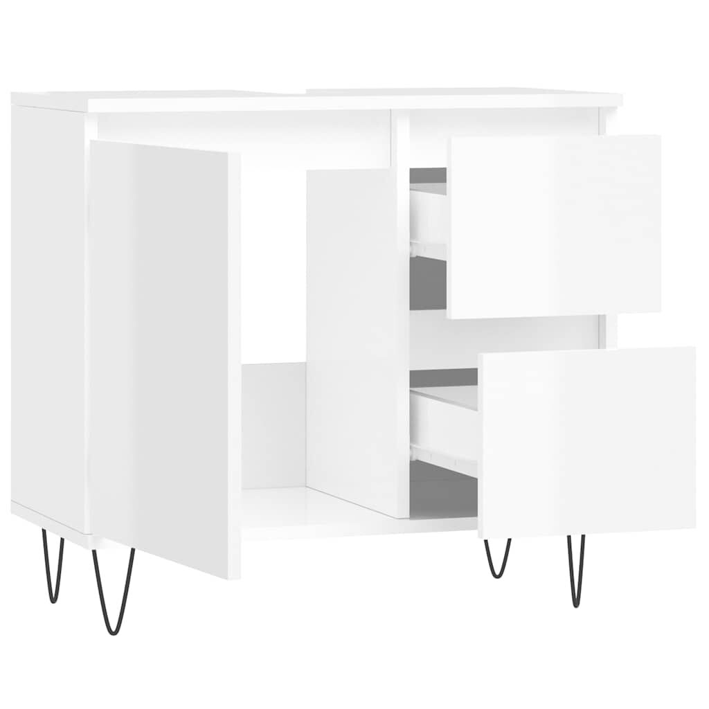 vidaXL Ντουλάπι Μπάνιου Γυαλιστερό Λευκό 65x33x60 εκ. Επεξεργ. Ξύλο