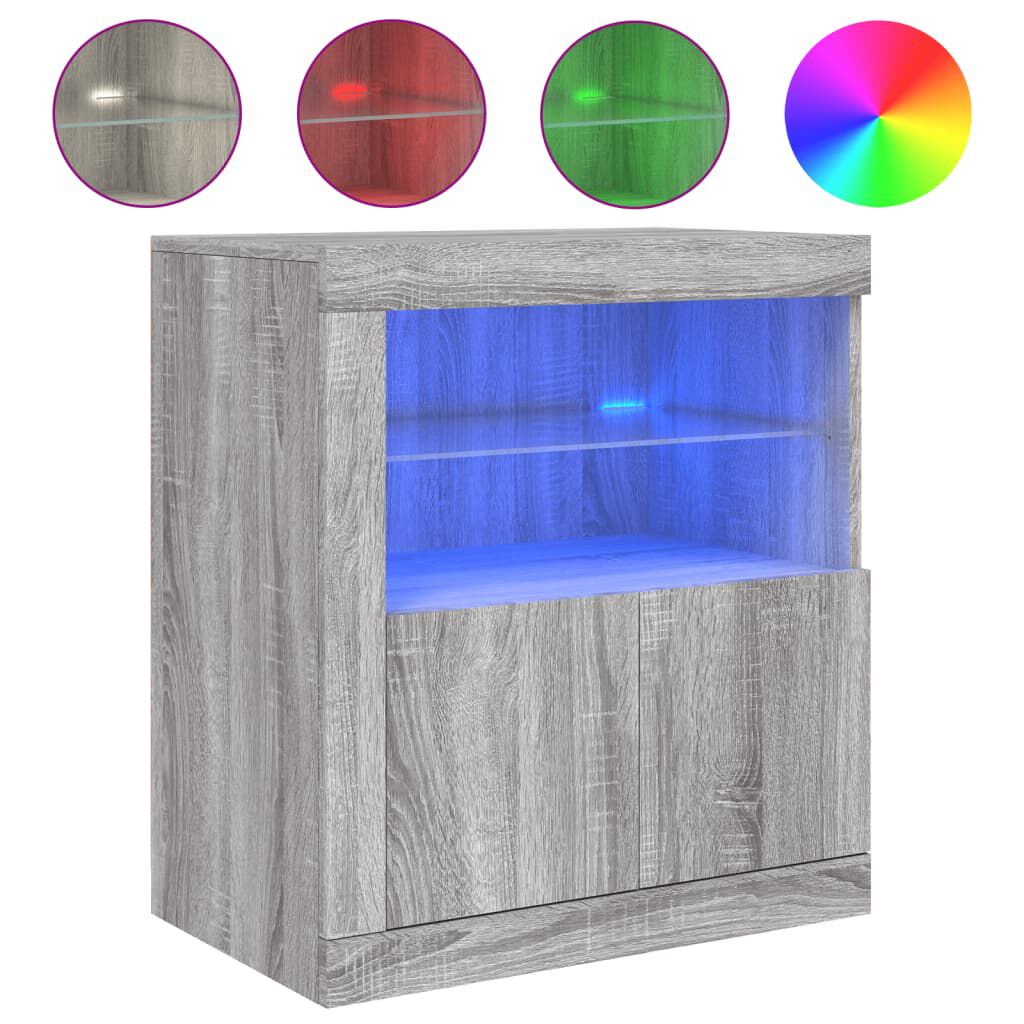 vidaXL Μπουφές με LED Γκρι Sonoma 60,5 x 37 x 67 εκ.