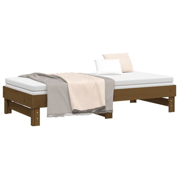 vidaXL Καναπές Κρεβάτι Συρόμενος Μελί 2x(90x190) εκ. Μασίφ Ξύλο Πεύκου