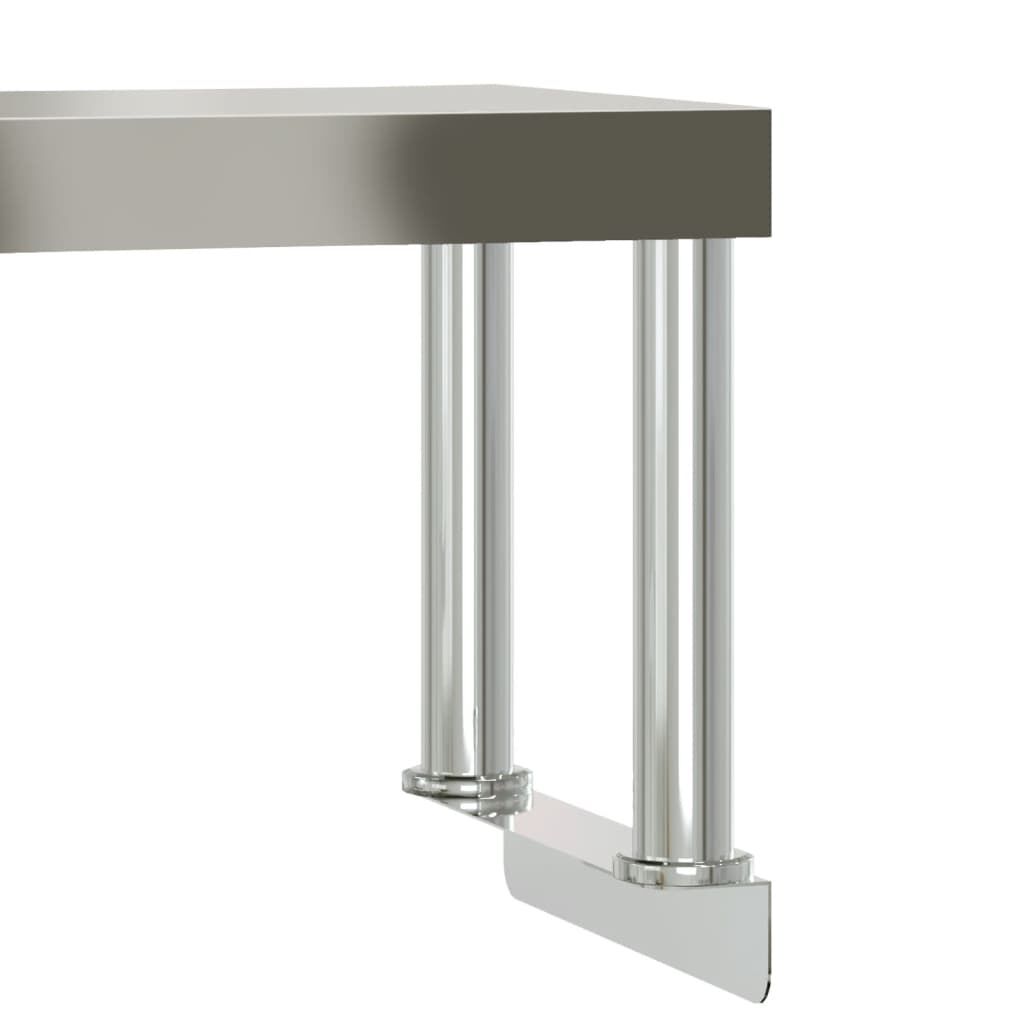 vidaXL Πάγκος Εργασίας Κουζίνας με Ράφι 110x55x120 εκ. Ανοξείδ. Ατσάλι