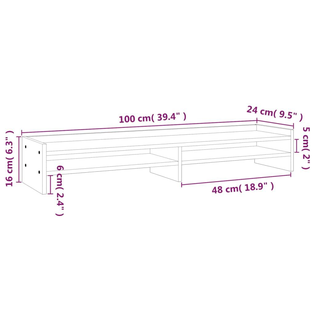 vidaXL Βάση Οθόνης 100x24x16 εκ. από Μασίφ Ξύλο Πεύκου