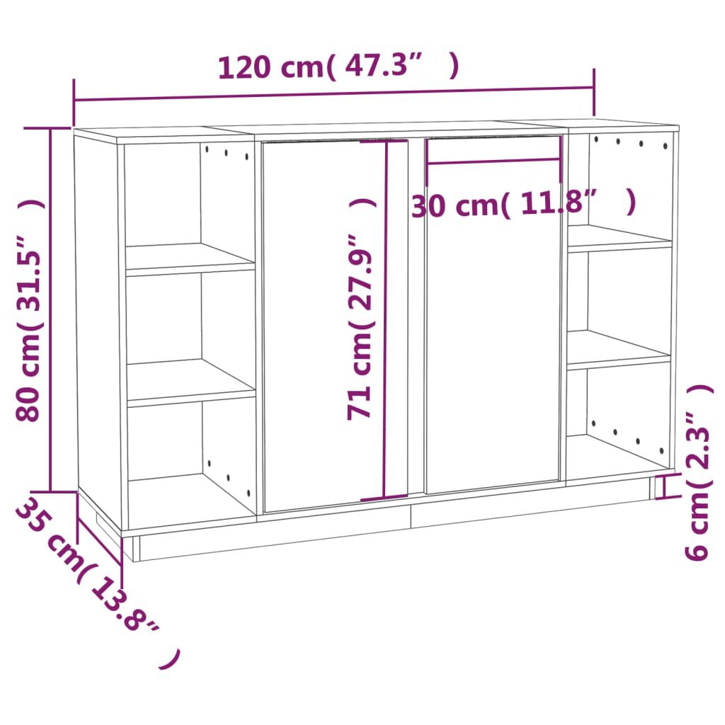 vidaXL Ντουλάπι Λευκό 120 x 35 x 80 εκ. από Μασίφ Ξύλο Πεύκου