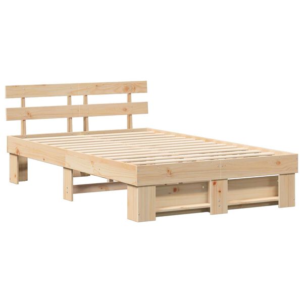 vidaXL Σκελετός Κρεβατιού Καφέ 120 x 200 cm Συμπαγές ξύλο πεύκου