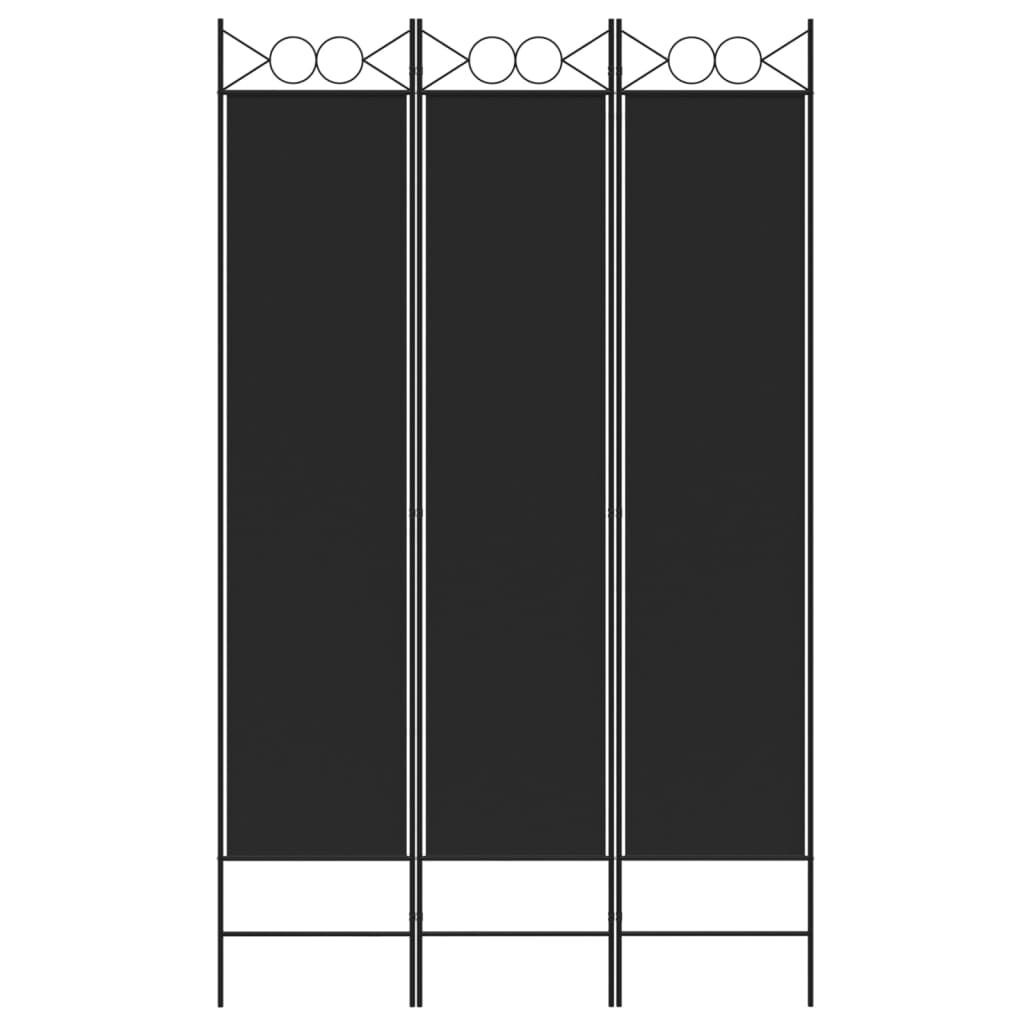 vidaXL Διαχωριστικό Δωματίου με 3 Πάνελ Μαύρο 120x200 εκ. από Ύφασμα