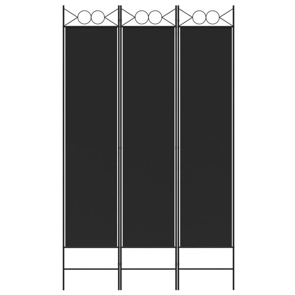 vidaXL Διαχωριστικό Δωματίου με 3 Πάνελ Μαύρο 120x200 εκ. από Ύφασμα