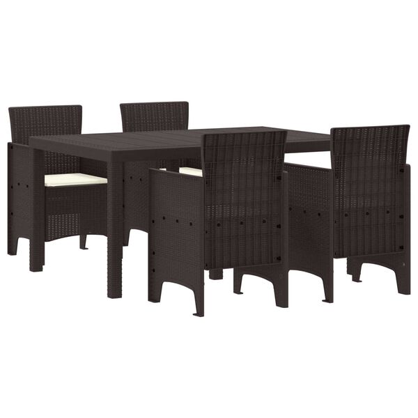 vidaXL Σέτ φαγητού για κήπο 5 pcs Καφέ Rattan Polt
