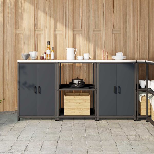 vidaXL Σετ Αποθήκευσης Κουζίνας 3 pcs Ανθρακί 180 x 50 x 92 εκ.