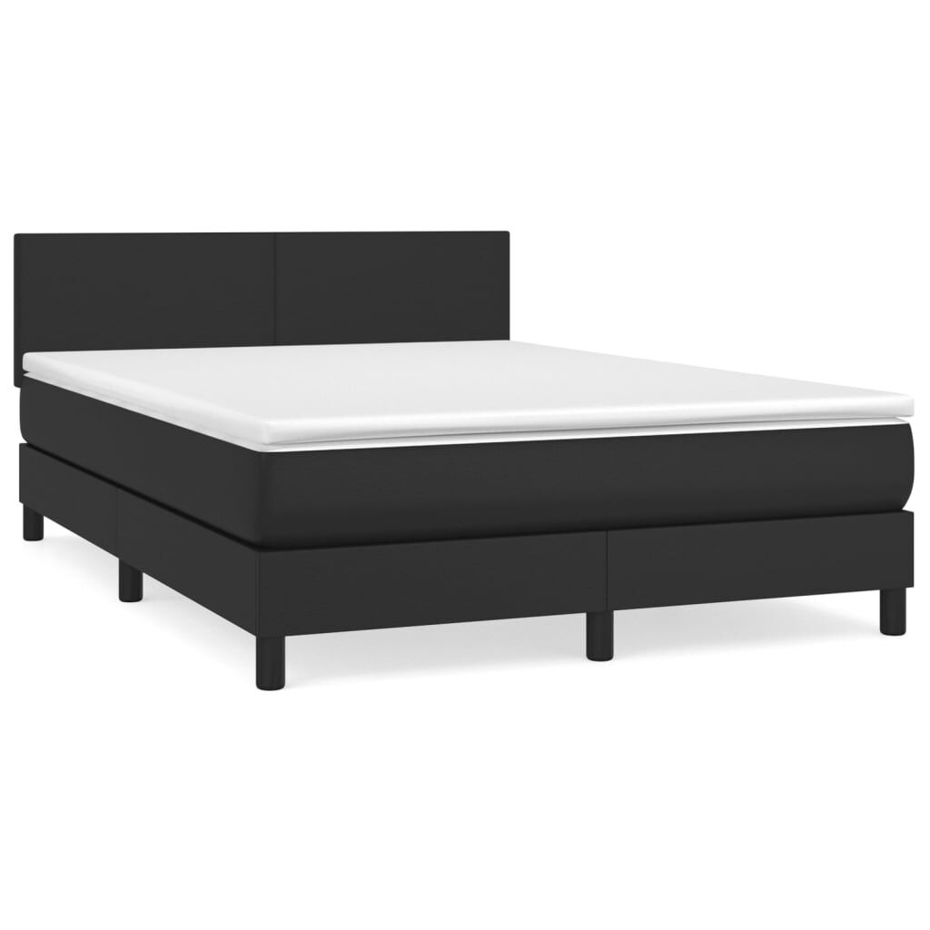 vidaXL Κρεβάτι Boxspring με Στρώμα Μαύρο 140x200εκ.από Συνθετικό Δέρμα