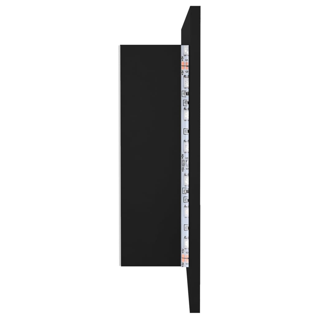 vidaXL Καθρέφτης Μπάνιου με Ντουλάπι LED Μαύρος 90x12x45 εκ. Ακρυλικός