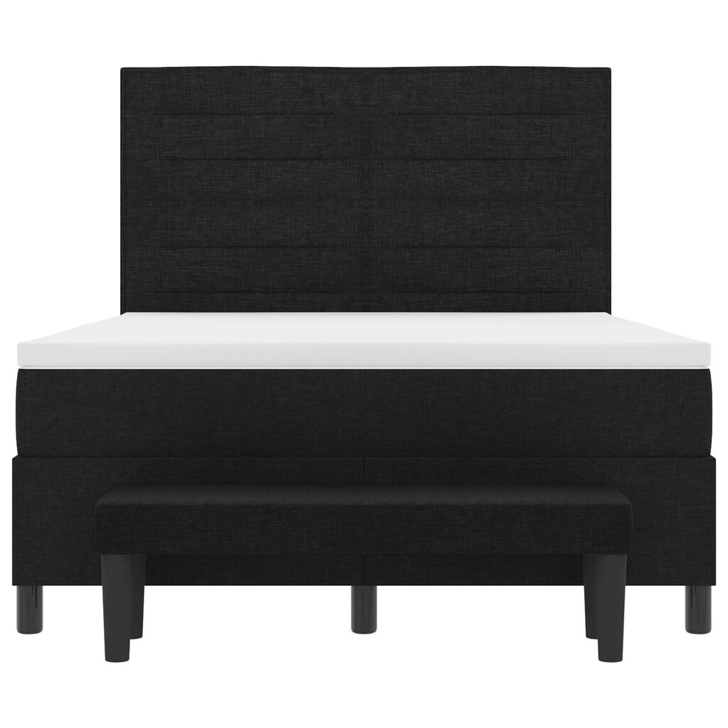vidaXL Κρεβάτι με Στρώμα & Πάγκο Μαύρο 140x200 εκ. Υφασμάτινο