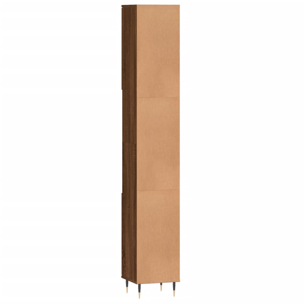 vidaXL Ντουλάπι Μπάνιου Καφέ Δρυς 30x30x190 εκ. Επεξεργασμένο Ξύλο
