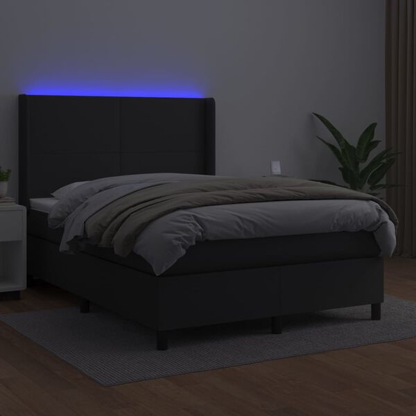 vidaXL &Kappa;&rho;&epsilon;&beta;ά&tau;&iota; Boxspring &mu;&epsilon; &Sigma;&tau;&rho;ώ&mu;&alpha; & LED &Mu;&alpha;ύ&rho;&omicron; 140x190 &epsilon;&kappa;. &Sigma;&upsilon;&nu;&theta;. &Delta;έ&rho;&mu;&alpha;