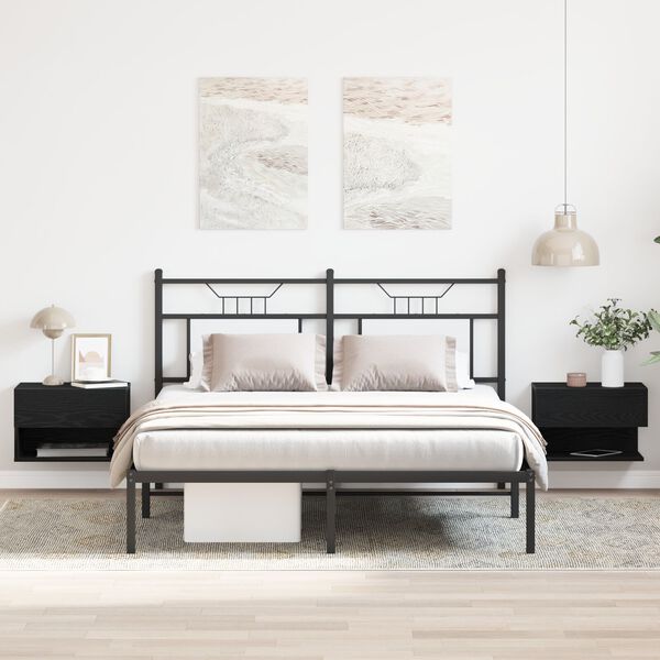 vidaXL Κομοδίνο 2 pcs Μαύρη δρυς 46 x 29.5 x 30 εκ. Επεξεργασμένο ξύλο
