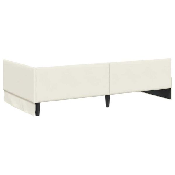 vidaXL Κρεβάτι Γωνίας Κρεμ 80 x 200 cm Βελούδο και Εργοστασιακό ξύλο