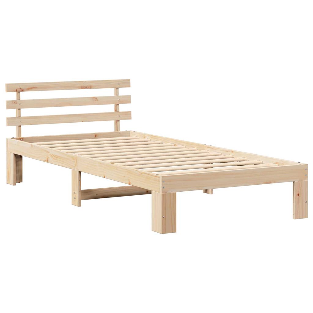 vidaXL Κρεβάτι Ξύλου Πεύκου Φυσικό Ξύλο 75 x 190 cm Κρεβάτι Ορθογώνιο