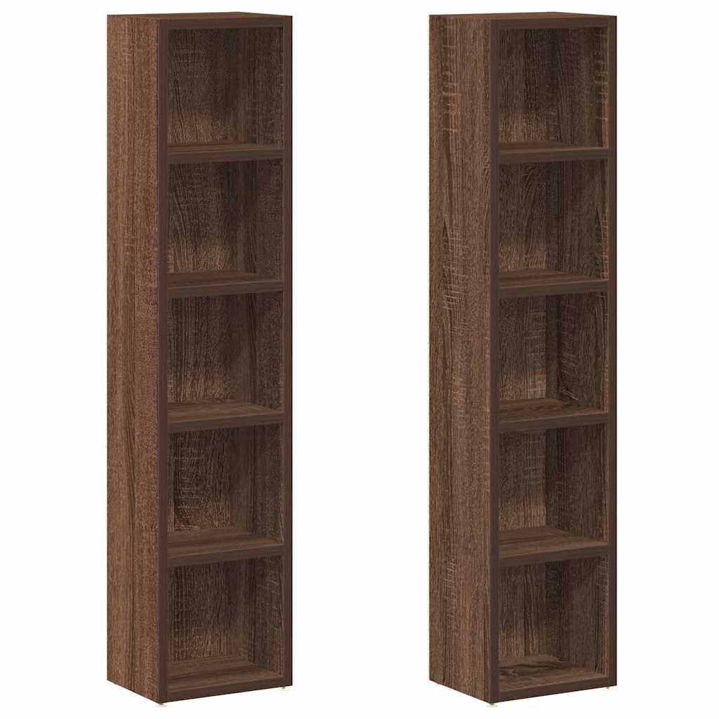 vidaXL Ντουλάπια CD 2 τεμ. Καφέ δρυς 21x16x93,5 εκ Επεξεργασμένο Ξύλο
