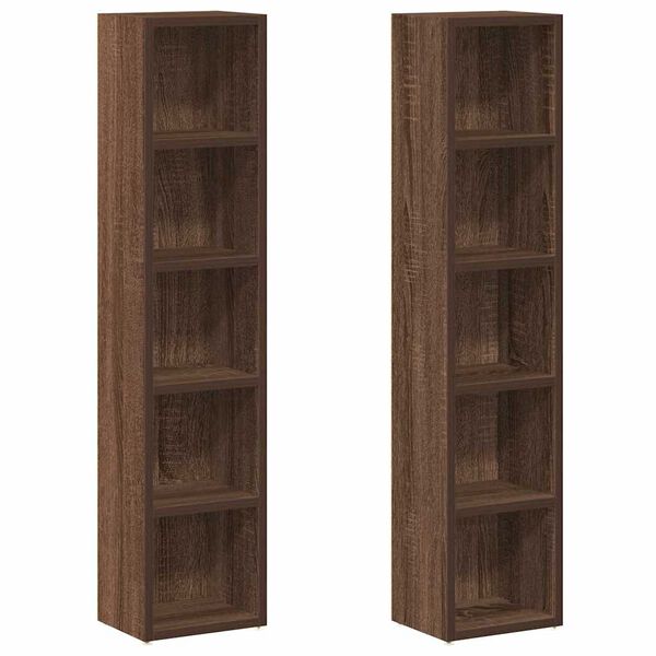 vidaXL Ντουλάπια CD 2 τεμ. Καφέ δρυς 21x16x93,5 εκ Επεξεργασμένο Ξύλο