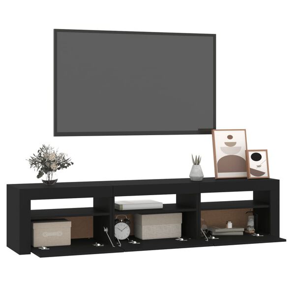 vidaXL Έπιπλο Τηλεόρασης με LED Μαύρο 180x35x40 εκ.