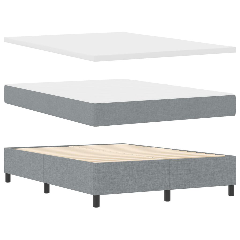 vidaXL Κρεβάτι Box Spring με Στρώμα Φως Γκρι 160x200 εκ. Ύφασμα