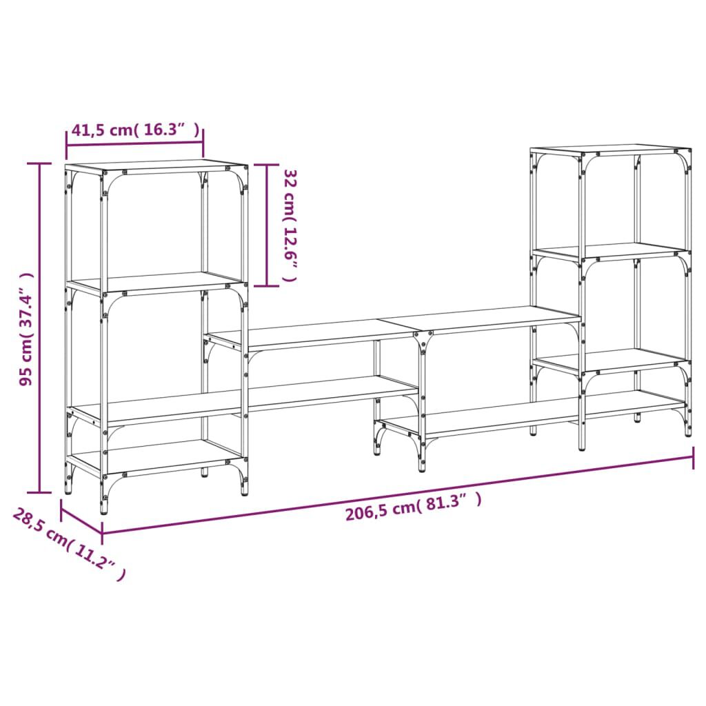 vidaXL Έπιπλο Τηλεόρασης Καπνιστή Δρυς 206,5x28,5x95 εκ. Επεξ. Ξύλο