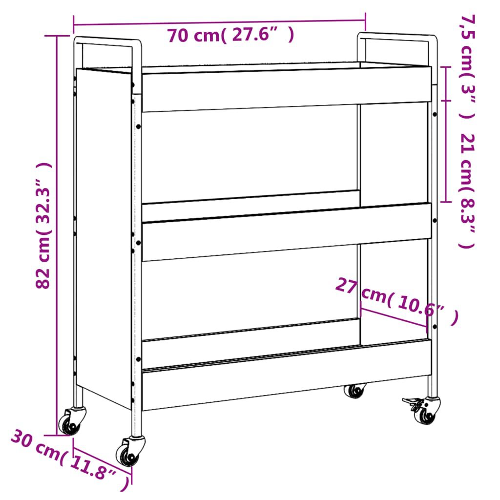 vidaXL Τρόλεϊ Κουζίνας Καπνιστή Δρυς 70x30x82 εκ. Επεξεργασμένο Ξύλο
