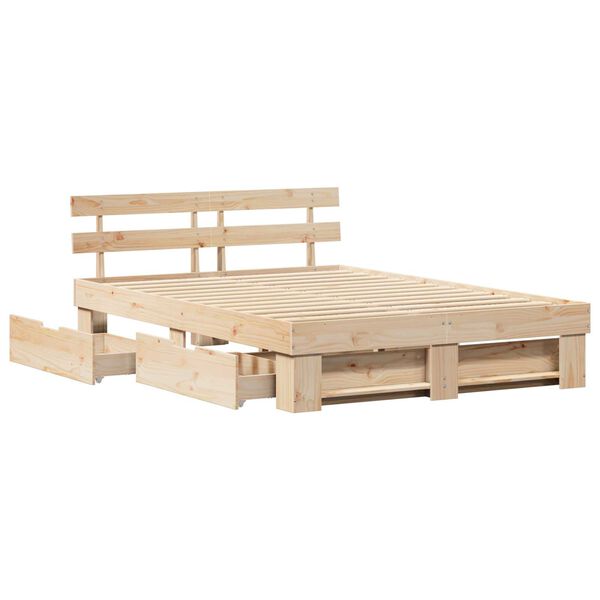 vidaXL Σκελετός Κρεβατιού Καφέ 160 x 200 cm Συμπαγές ξύλο πεύκου