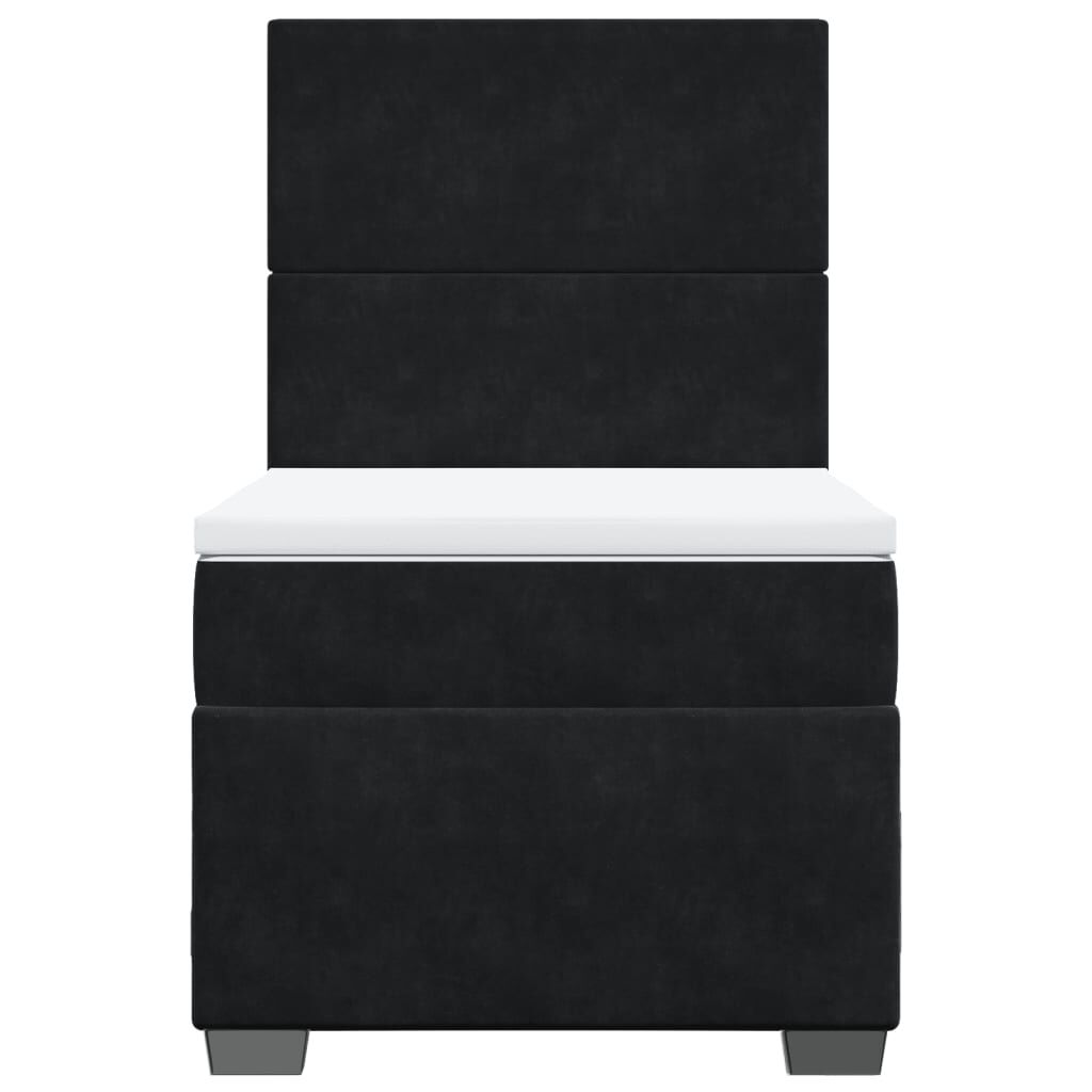 vidaXL Κρεβάτι Boxspring με Στρώμα Μαύρο 100x200 εκ. Βελούδινο