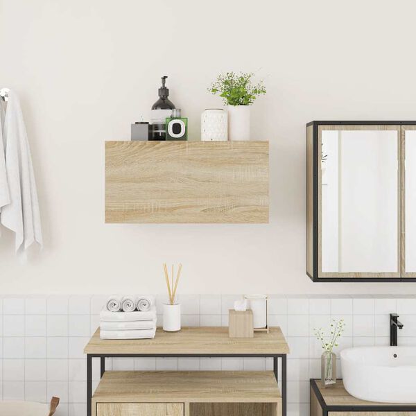 vidaXL ντουλάπι τοίχου μπάνιου Δρυς sonoma 60x25x30 cm Μηχανική ξυλεία