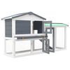 vidaXL Κλουβί Κουνελιών Μεγάλο Γκρι/Λευκό 145 x 45 x 84 εκ. Ξύλινο