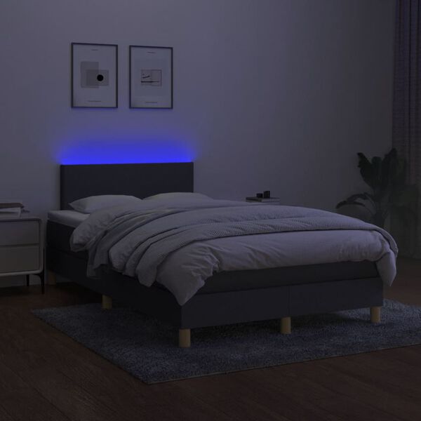 vidaXL &Kappa;&rho;&epsilon;&beta;ά&tau;&iota; Boxspring &mu;&epsilon; &Sigma;&tau;&rho;ώ&mu;&alpha; & LED &Sigma;&kappa;.&Gamma;&kappa;&rho;&iota; 120x190&epsilon;&kappa;. &Upsilon;&phi;&alpha;&sigma;&mu;ά&tau;&iota;&nu;&omicron;