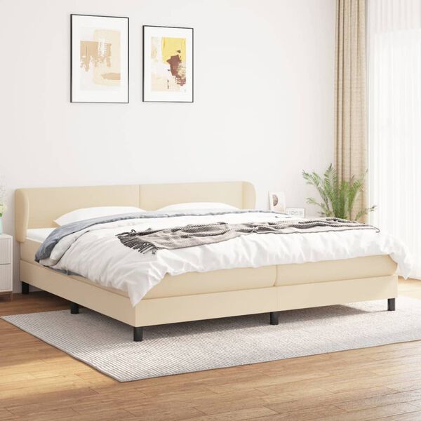 vidaXL &Kappa;&rho;&epsilon;&beta;ά&tau;&iota; Boxspring &mu;&epsilon; &Sigma;&tau;&rho;ώ&mu;&alpha; &Kappa;&rho;&epsilon;&mu; 200x200 &epsilon;&kappa;. &Upsilon;&phi;&alpha;&sigma;&mu;ά&tau;&iota;&nu;&omicron;